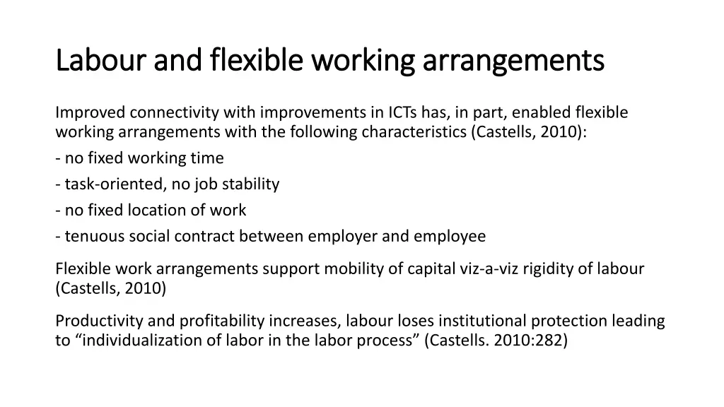 l labour abour and flexible working arrangements