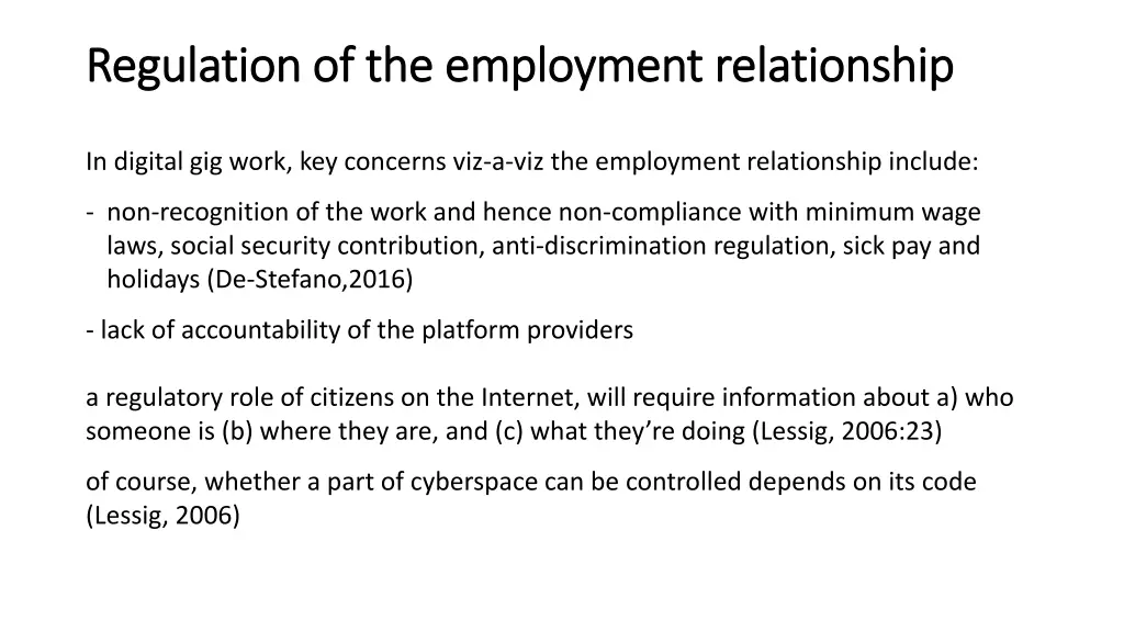 regulation of the employment relationship