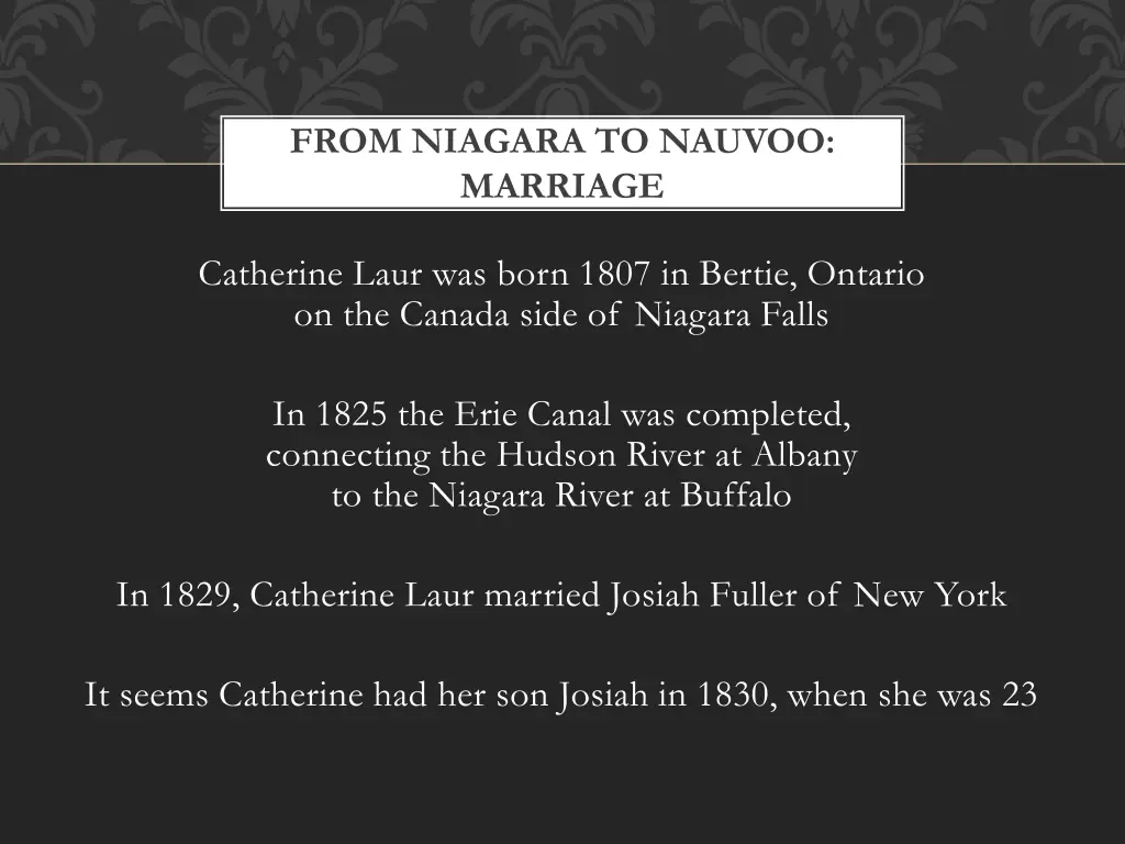 from niagara to nauvoo marriage