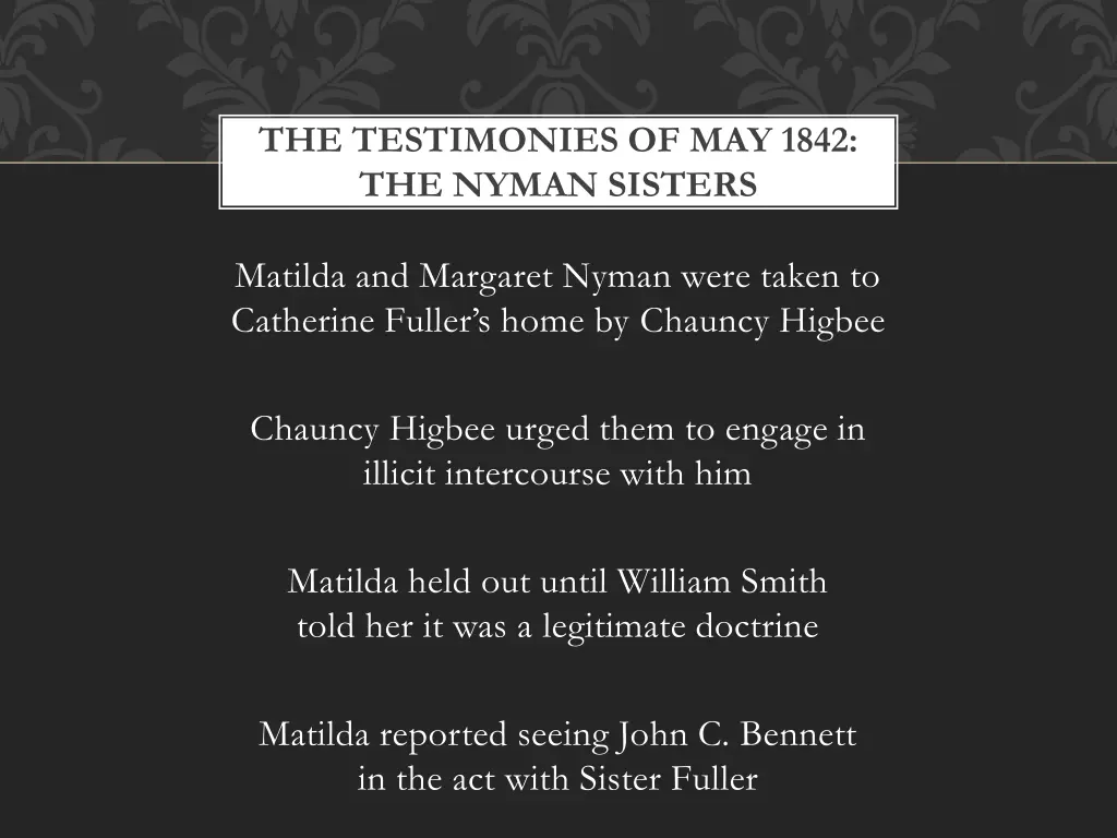 the testimonies of may 1842 the nyman sisters