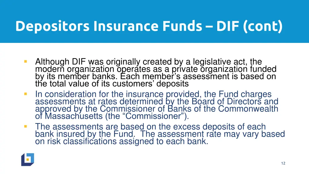 depositors insurance funds dif cont 1