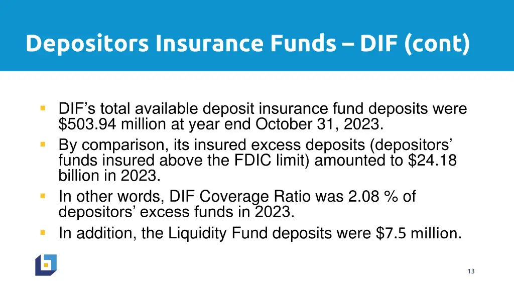 depositors insurance funds dif cont 2