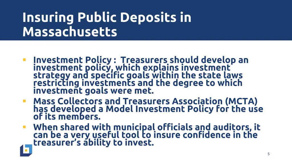 insuring public deposits in massachusetts 1