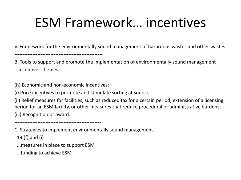 esm framework incentives 1