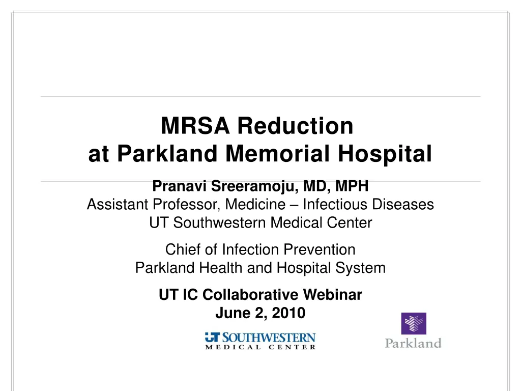 mrsa reduction at parkland memorial hospital