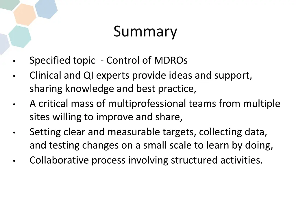 specified topic control of mdros clinical