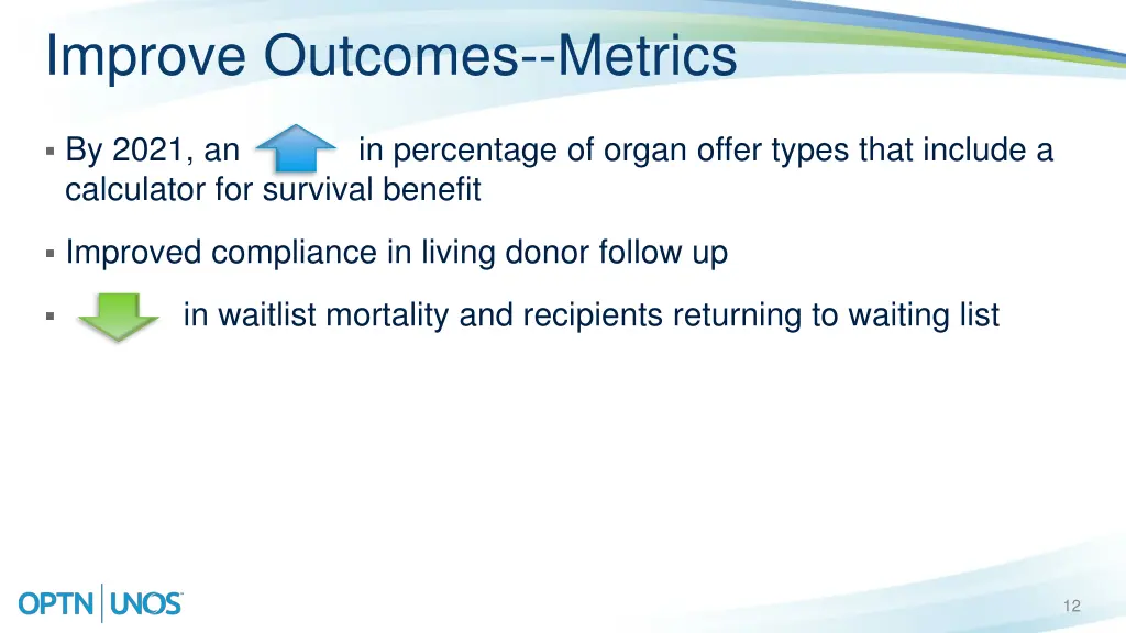 improve outcomes metrics