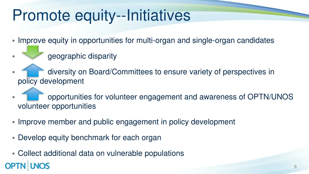 promote equity initiatives