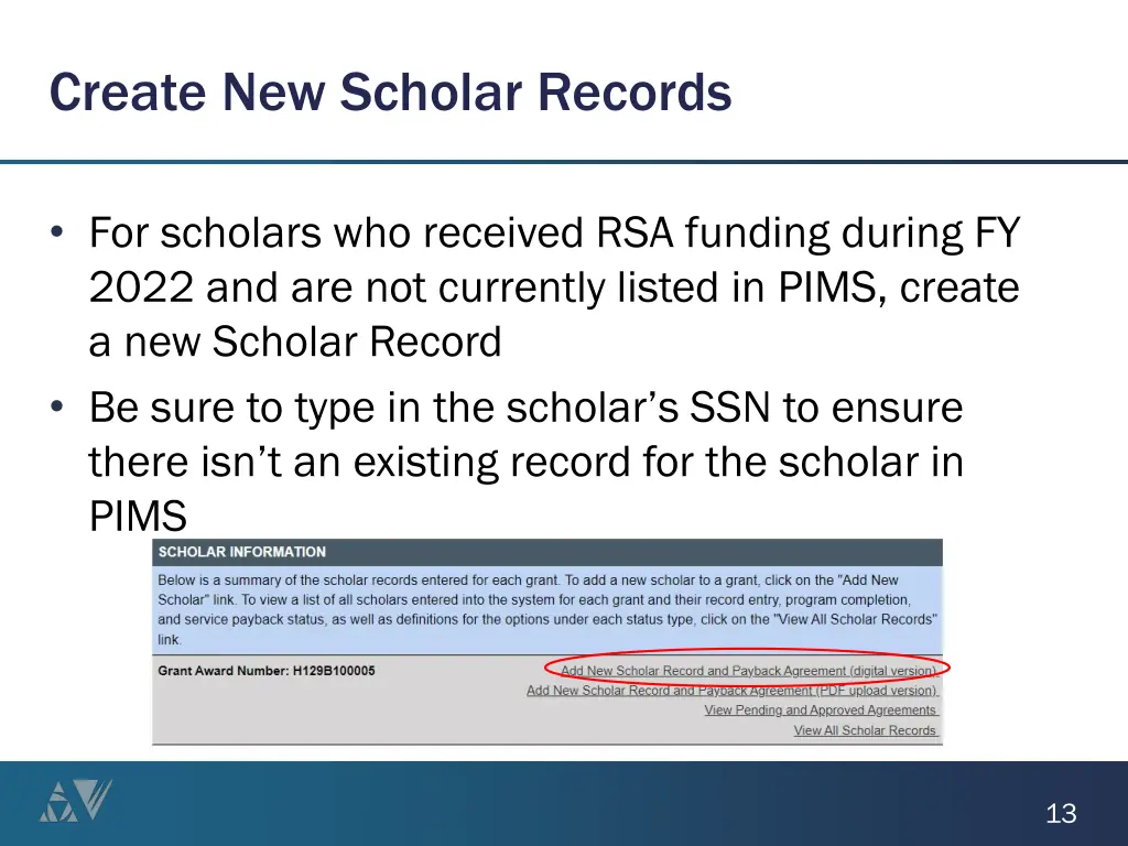 create new scholar records