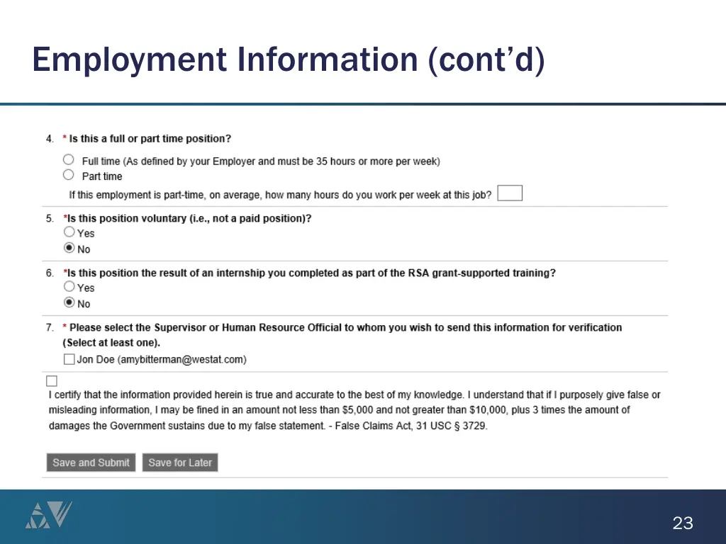 employment information cont d