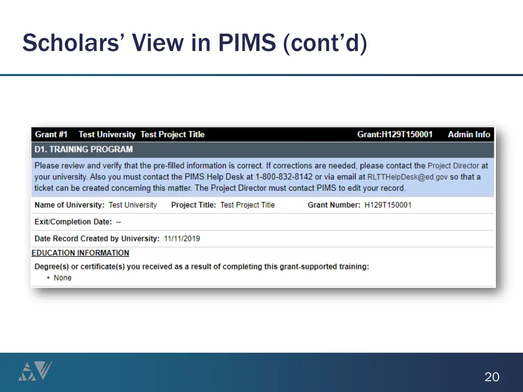 scholars view in pims cont d