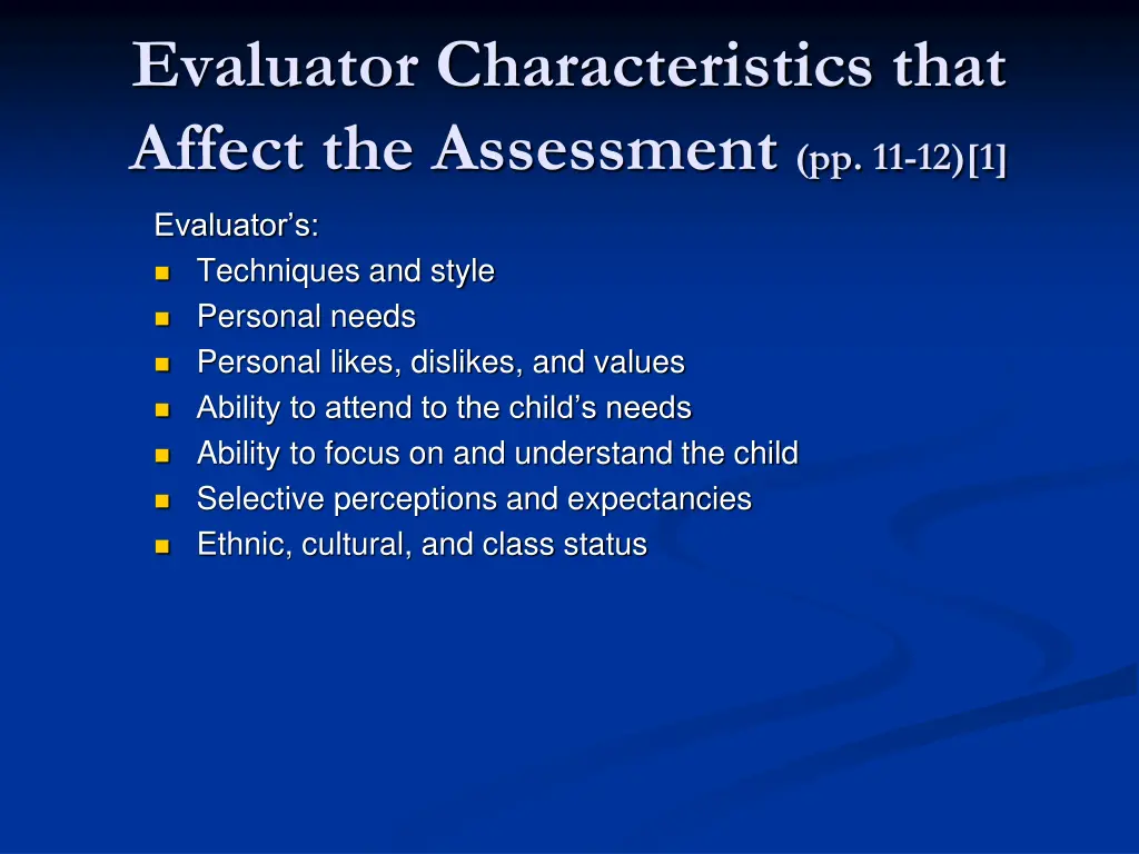 evaluator characteristics that affect