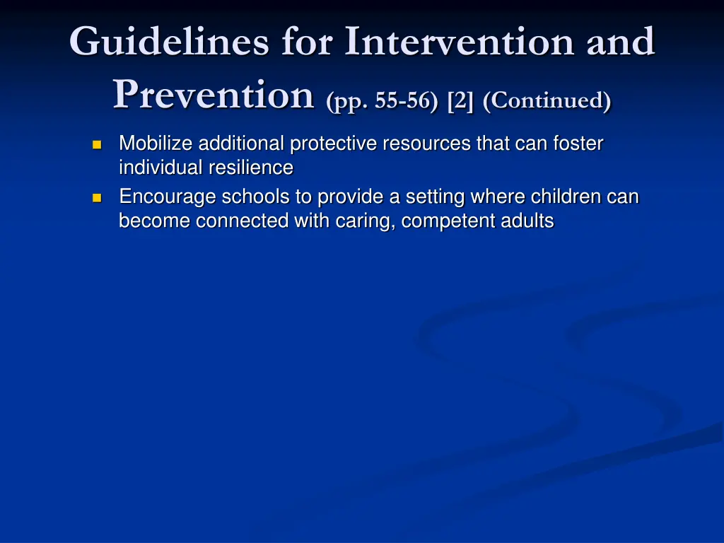 guidelines for intervention and prevention 1