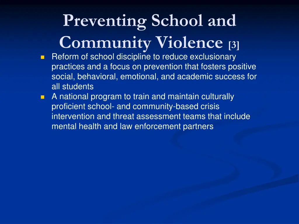 preventing school and community violence 3 reform