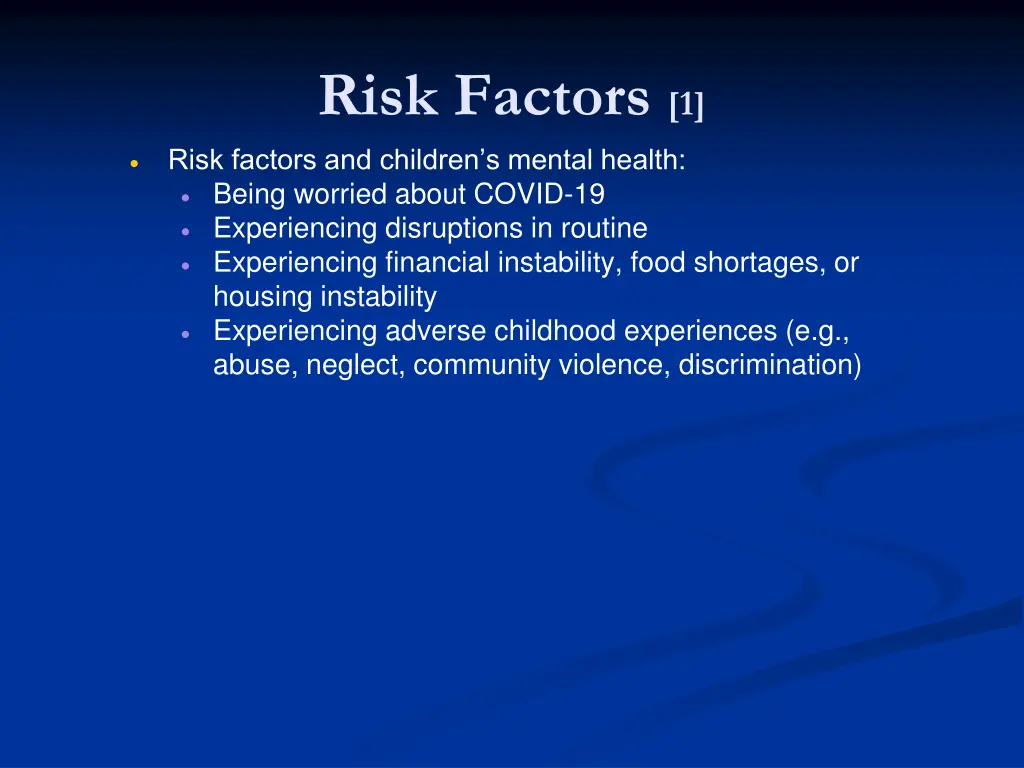 risk factors 1 risk factors and children s mental