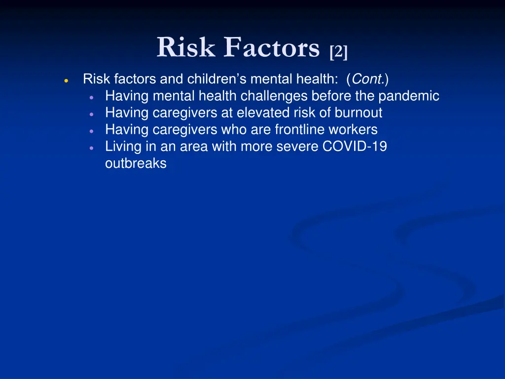 risk factors 2 risk factors and children s mental