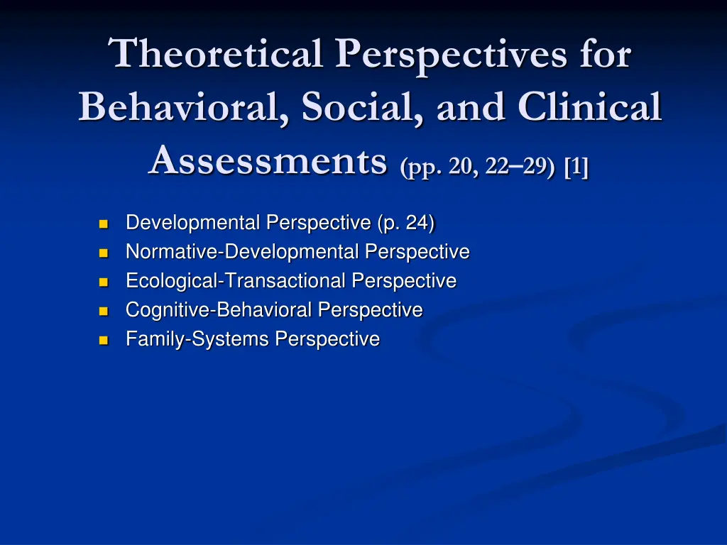 theoretical perspectives for behavioral social