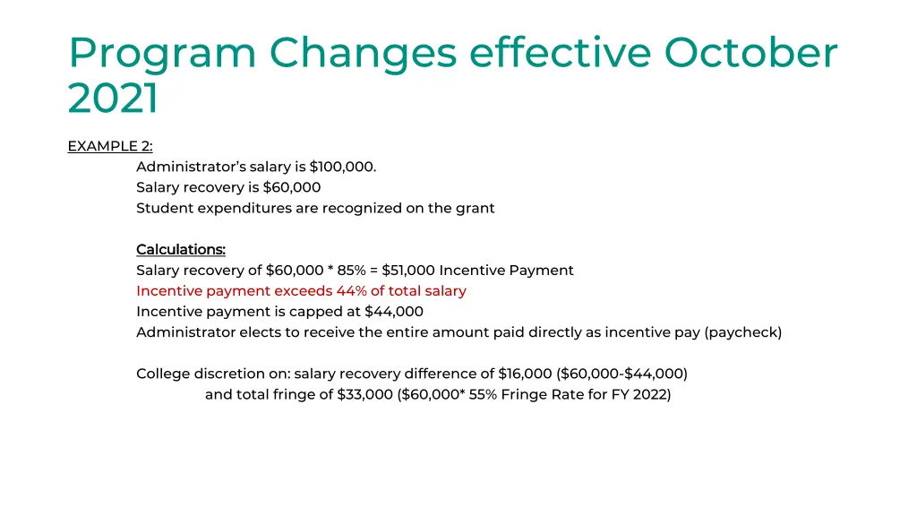 program changes effective october 2021 4