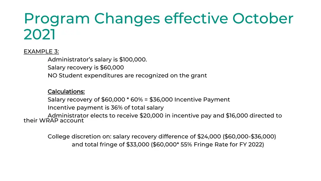 program changes effective october 2021 5