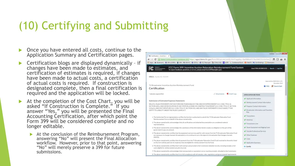 10 certifying and submitting