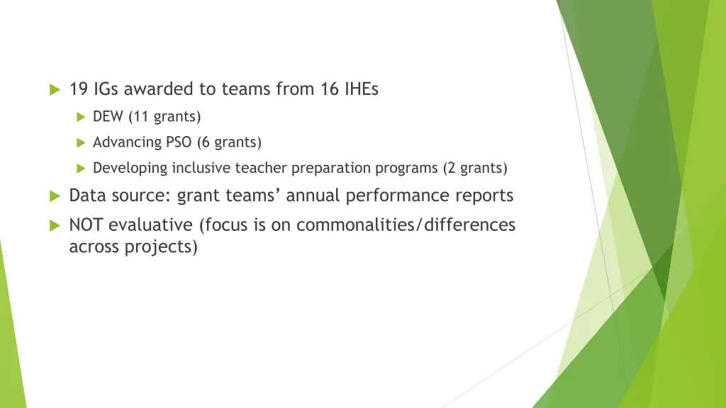 19 igs awarded to teams from 16 ihes