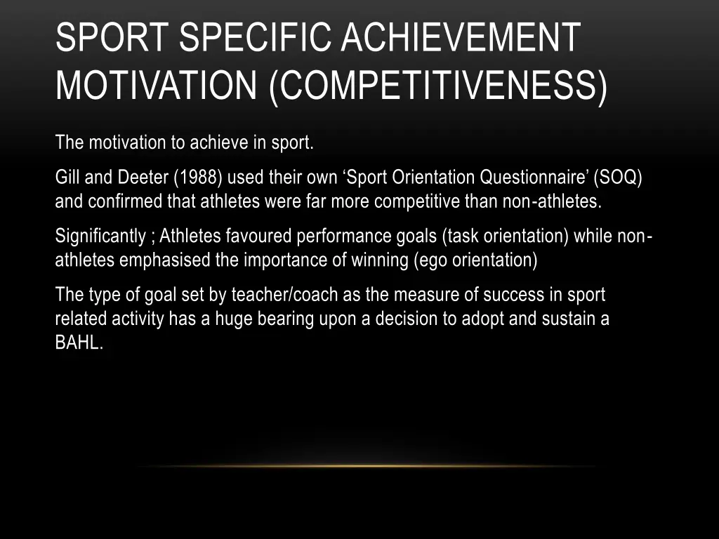 sport specific achievement motivation