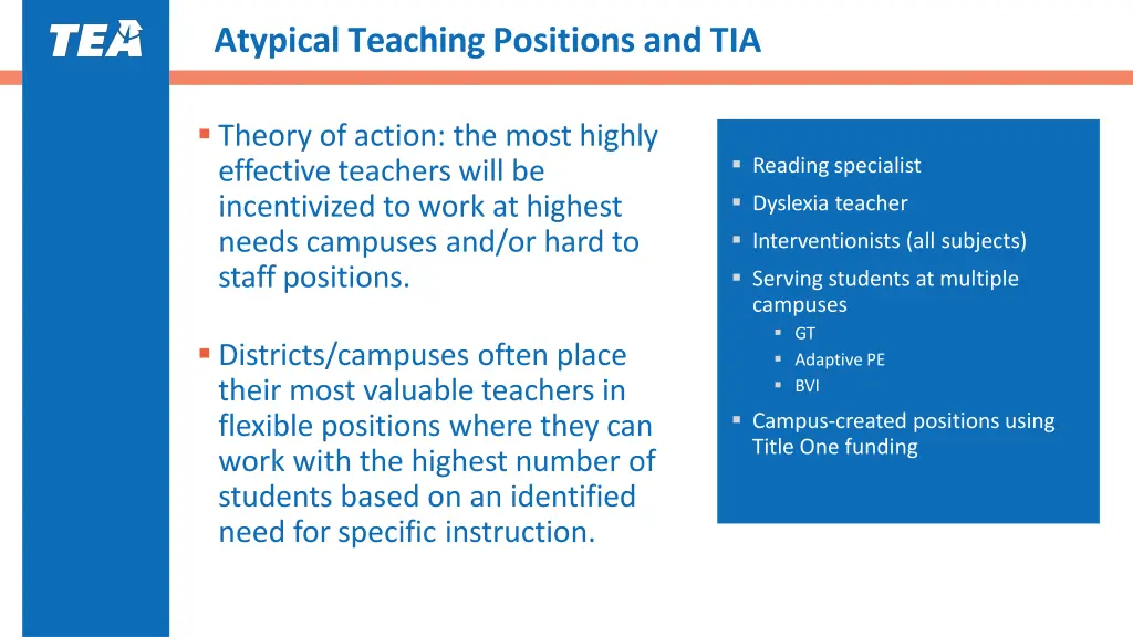 atypical teaching positions andtia