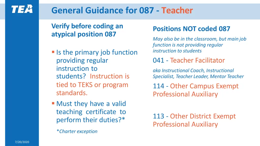 general guidance for 087 teacher