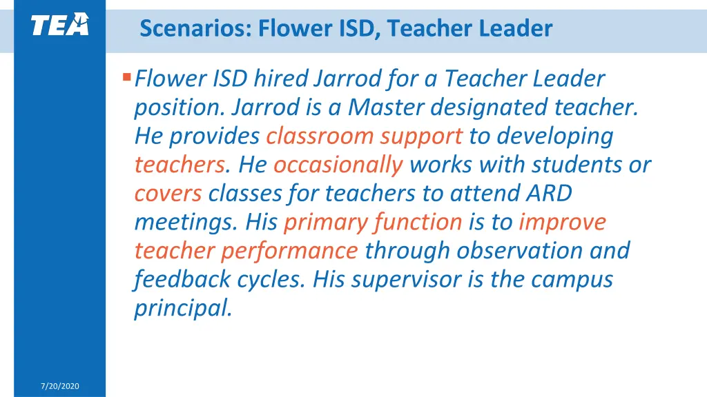 scenarios flower isd teacher leader