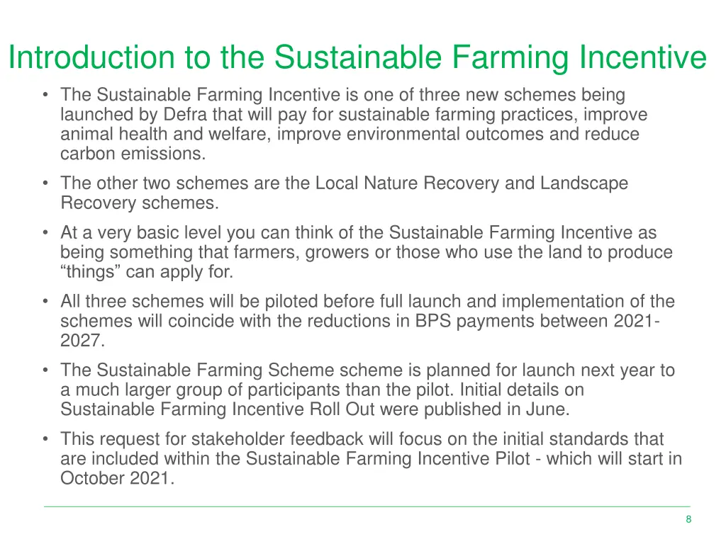 introduction to the sustainable farming incentive