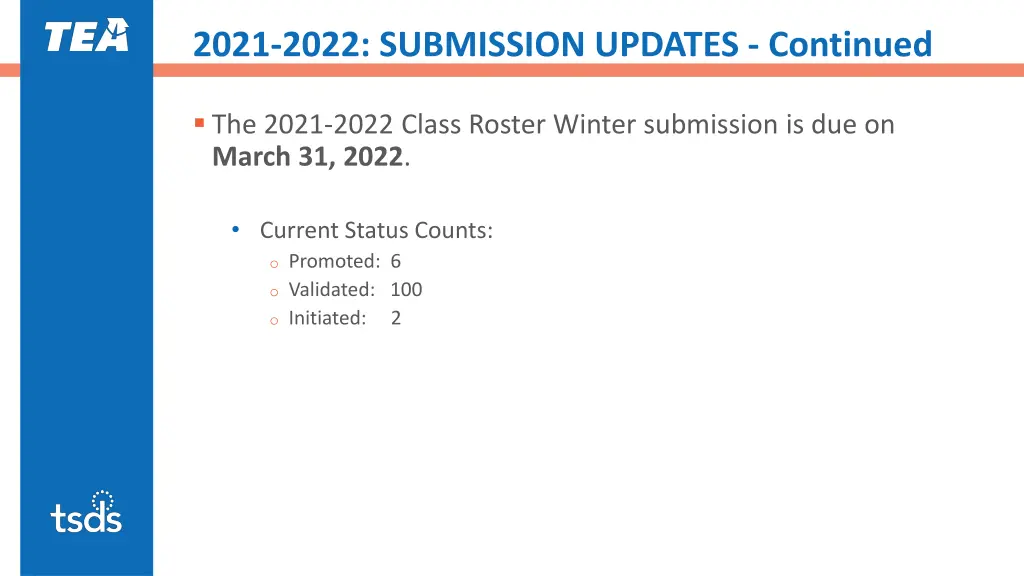 2021 2022 submission updates continued