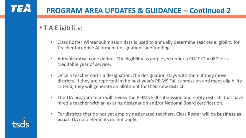 program area updates guidance continued 2