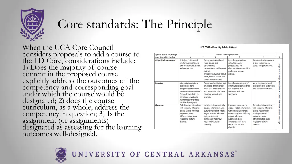 core standards the principle