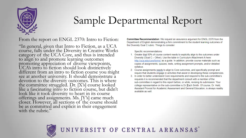 sample departmental report