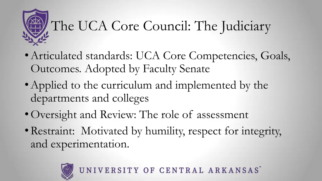 the uca core council the judiciary