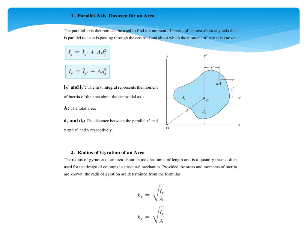 1 parallel axis theorem for an area