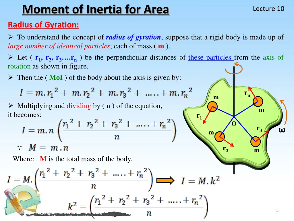 moment of inertia for area radius of gyration