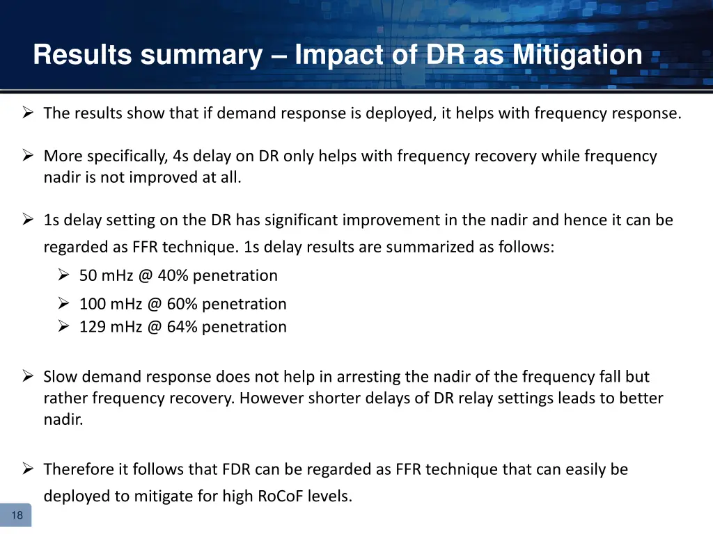 results summary impact of dr as mitigation