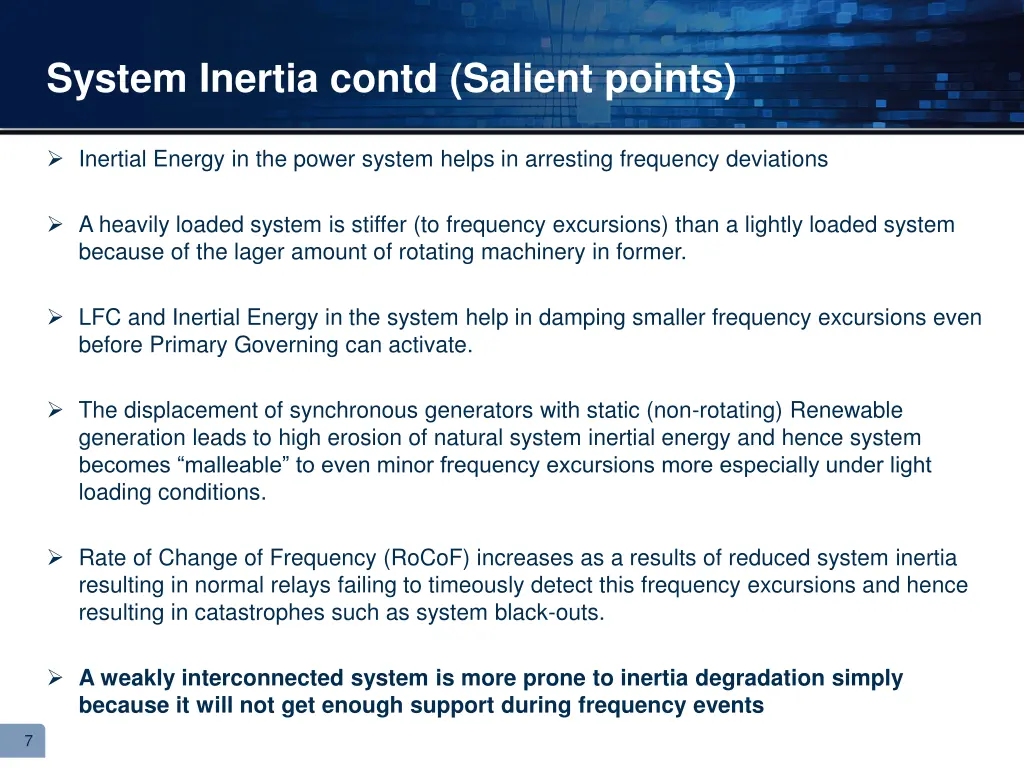 system inertia contd salient points