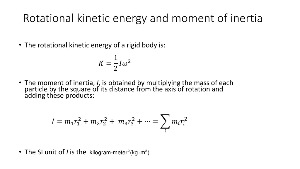 rotational kinetic energy and moment of inertia