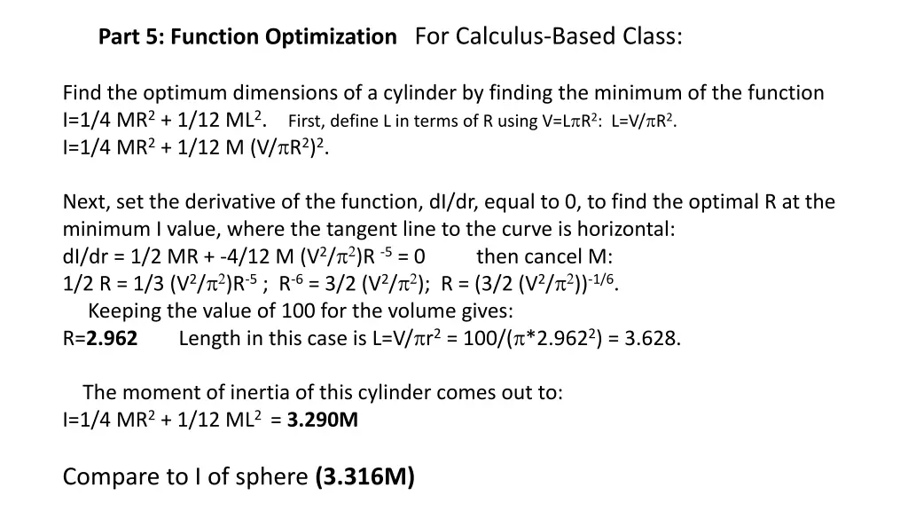 part 5 function optimization for calculus based