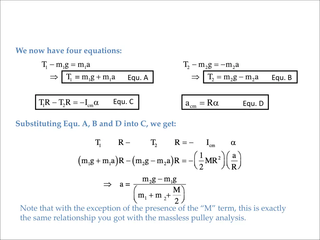 we now have four equations