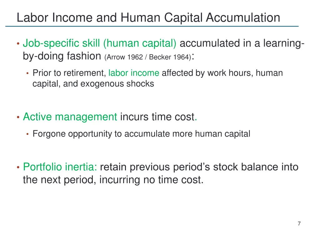 labor income and human capital accumulation