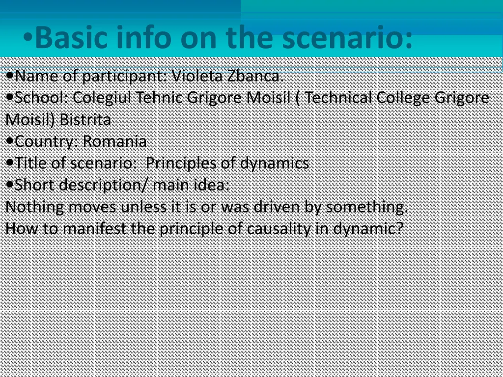 basic info on the scenario