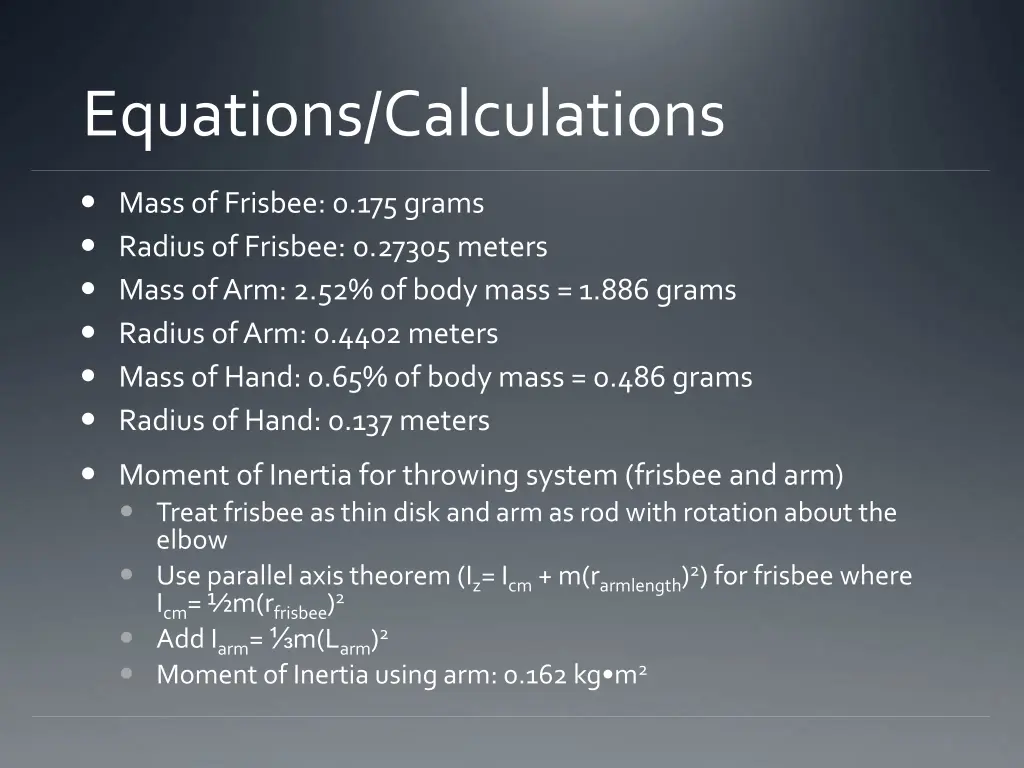 equations calculations