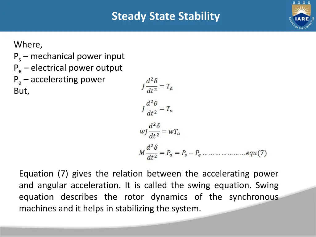 steady state stability 12