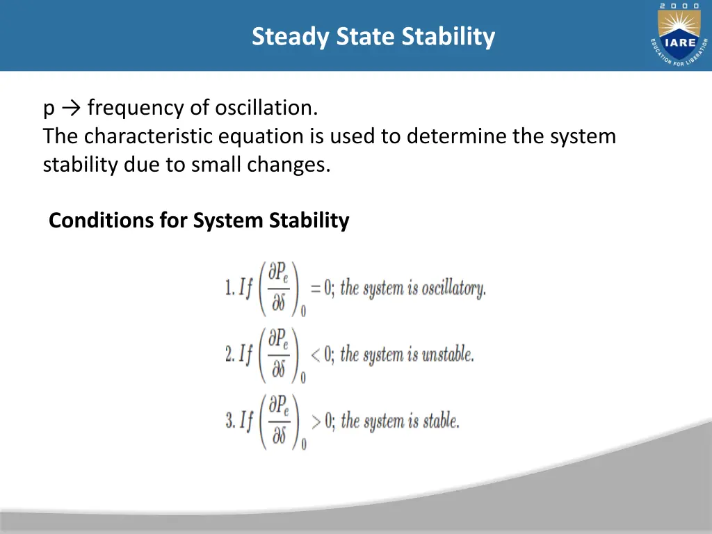 steady state stability 20