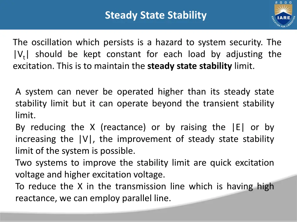 steady state stability 22