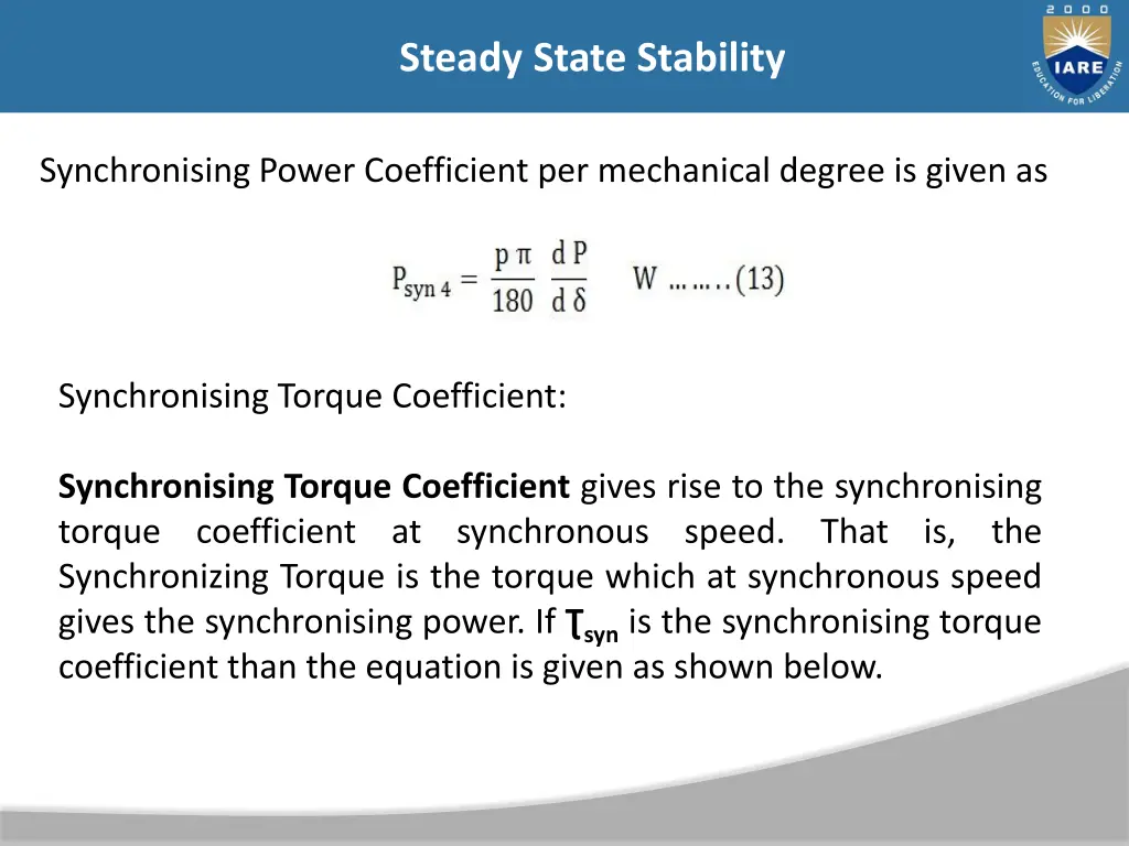 steady state stability 38