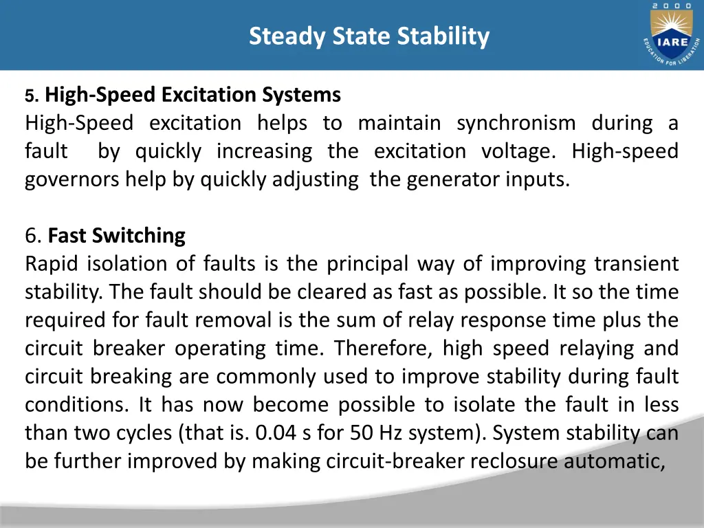 steady state stability 45